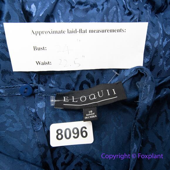 New! Eloquii Blue Leopard Print Satin Textured Tie Front Dress, size 18‎ - Picture 14 of 14